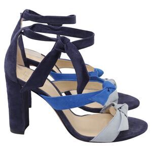 Alexandre Birman Lolita Tricolor Sandal Heels in Blue Suede